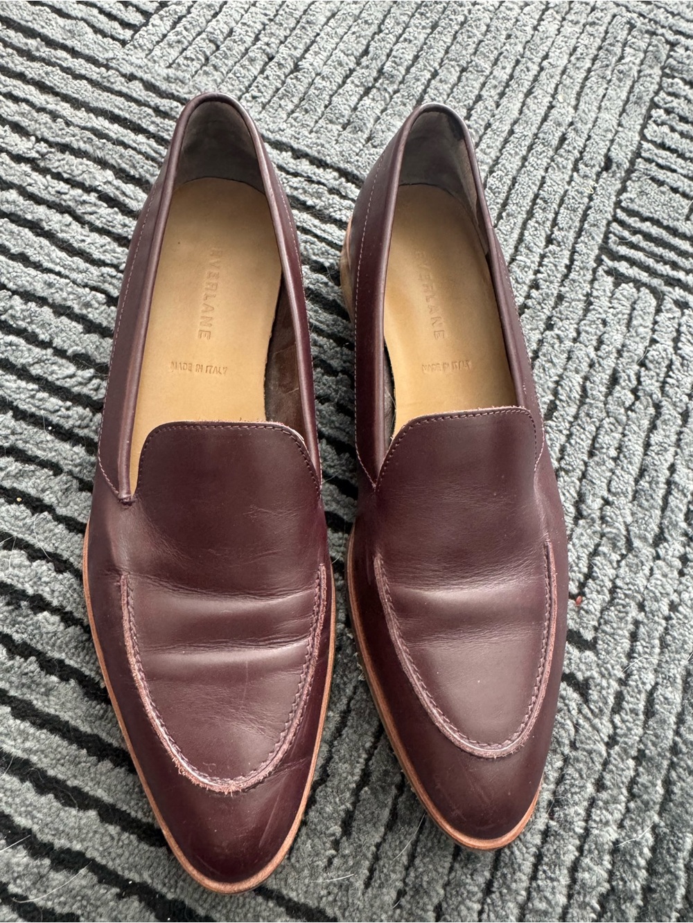 Everlane Women's Burgundy Leather Slip-On Loafers